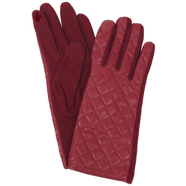 Wholesale 2390/T - Touch Screen Smart Gloves 3533-BU <br>Burgundy Tufted MB - One Size Fits Most