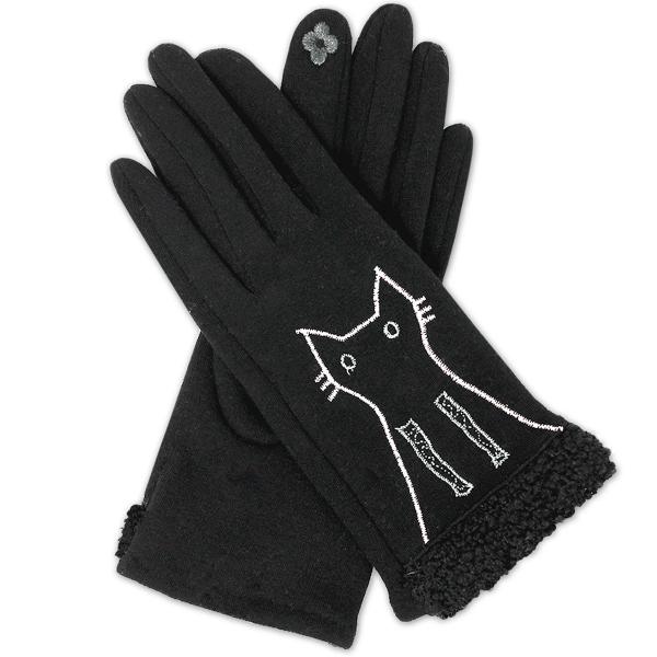 wholesale 2390 - Touch Screen Smart Gloves 1224 - Black Cat Silhouette<br>
Touch Screen Smart Gloves - One Size Fits Most