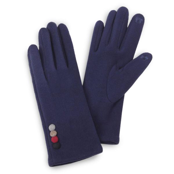 2390 - Touch Screen Smart Gloves 3554-NV<br> Colorful Button Navy  MB - 