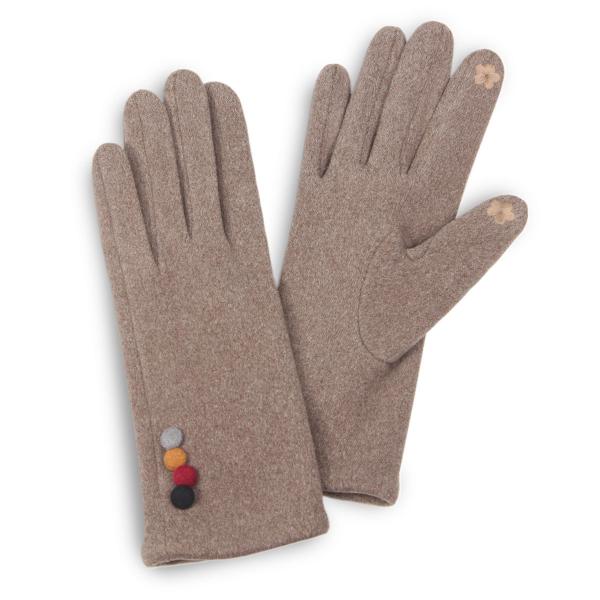 2390 - Touch Screen Smart Gloves 3554-TP<br> Colorful Button Taupe  - 