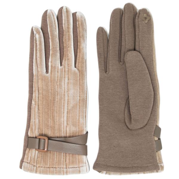2390 - Touch Screen Smart Gloves 096-BE<br> Beige w/Strap MB - 