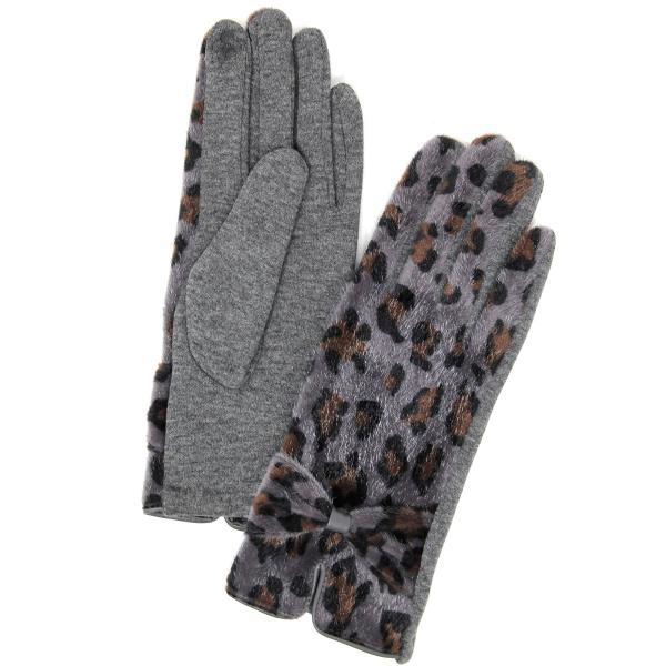 wholesale 2390 - Touch Screen Smart Gloves LOG-123 Leopard Grey - One Size Fits Most