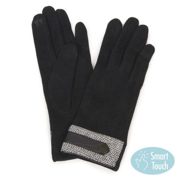 2390 - Touch Screen Smart Gloves 9759-BK <br>Black w/Herringbone - 