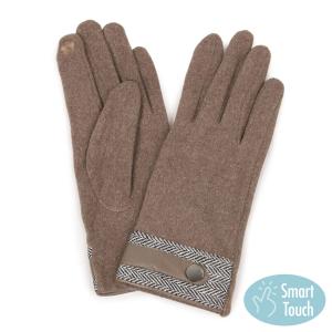 2390 - Touch Screen Smart Gloves 9759-TP <br>Taupe w/Herringbone - 