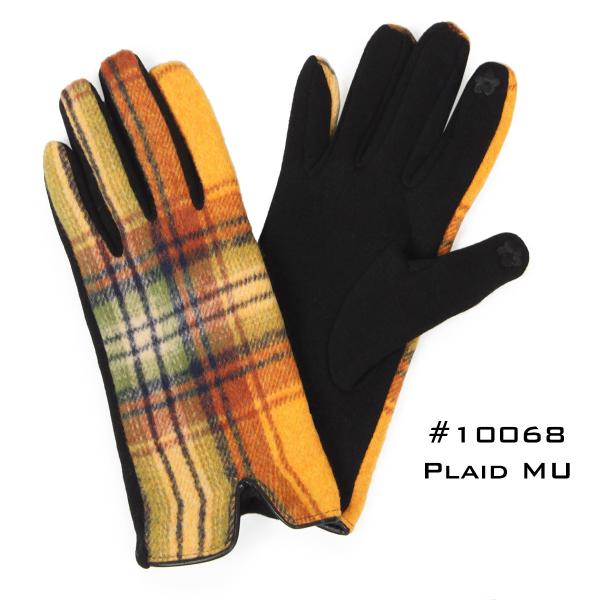 wholesale 2390 - Touch Screen Smart Gloves 10068-MU<br> Mustard Plaid  - One Size Fits Most