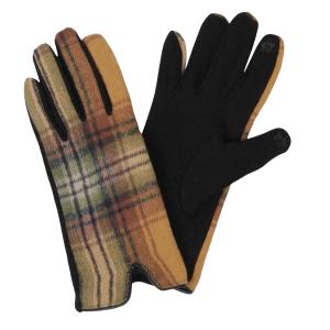 2390/T - Touch Screen Smart Gloves 10068/MU<br> 
Mustard Plaid  - One Size Fits Most