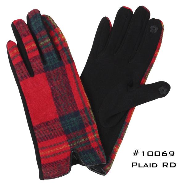 wholesale 2390 - Touch Screen Smart Gloves 10069-RD<br> Red Plaid  - One Size Fits Most