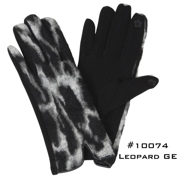 2390 - Touch Screen Smart Gloves 10074-GE<br> LEOPARD GREY  - One Size Fits Most