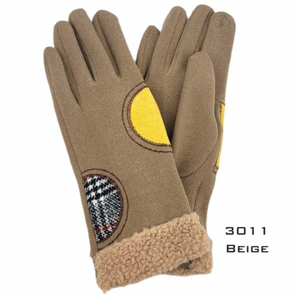 2390 - Touch Screen Smart Gloves 3011-BE<br>Beige Half Circle  MB - 