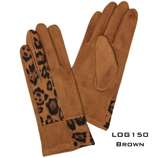 2390 - Touch Screen Smart Gloves 150-BR<br>BROWN w/LEOPARD  - 