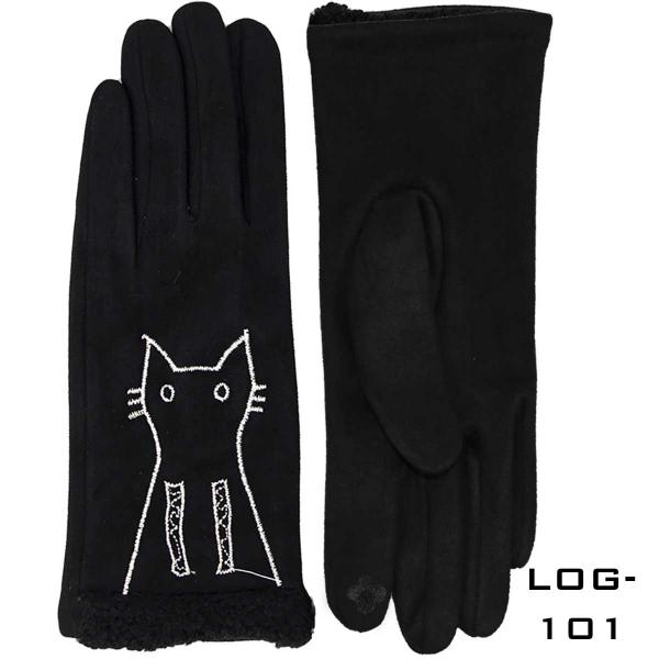 2390 - Touch Screen Smart Gloves LOG-101<br>Cat Silouette <br>Touch Screen Gloves  - 