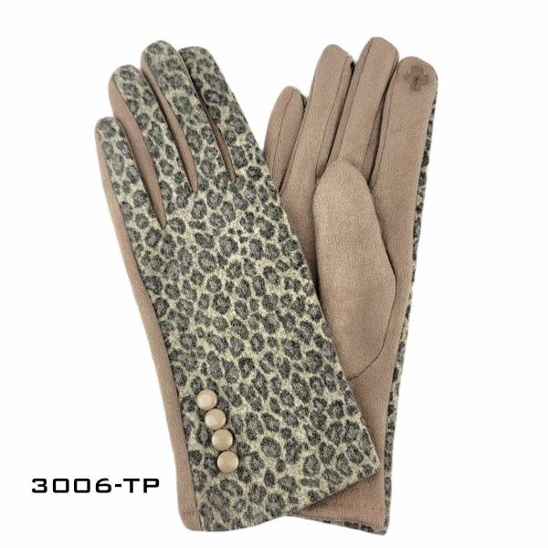 2390 - Touch Screen Smart Gloves 3006-TP <br> 
Muted Animal Print Taupe  - One Size Fits Most