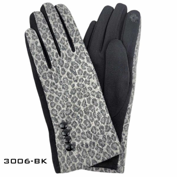 wholesale 2390 - Touch Screen Smart Gloves 3006-BK <br> 
Muted Animal Print Black  - One Size Fits Most