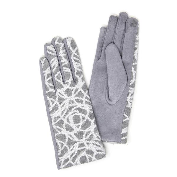2390 - Touch Screen Smart Gloves LOG-196 Grey<br>Glitz Yarn<br>Touch Screen Gloves  - 