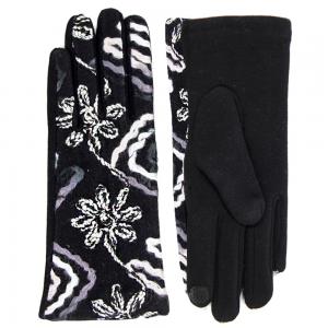 Wholesale  LOG-095 Black<br>Embroidered<br>Touch Screen Gloves * MB - 