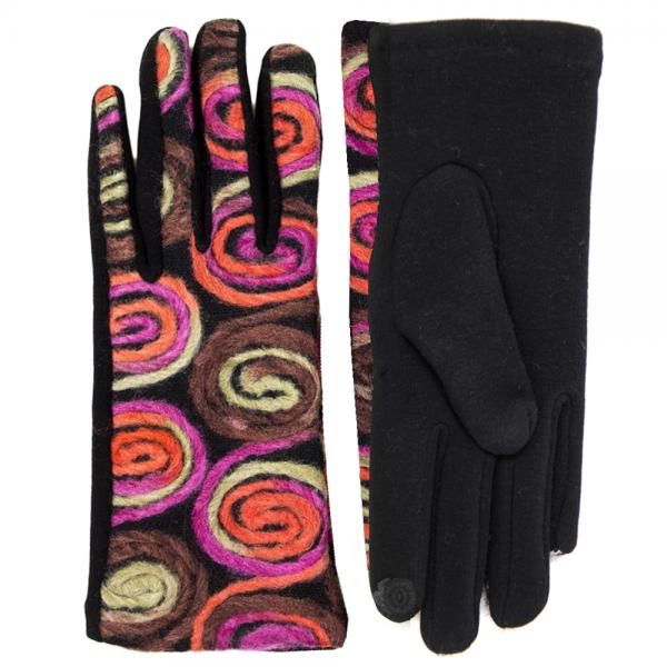 2390 - Touch Screen Smart Gloves LOG-094 Coral <br>Embroidered<br>Touch Screen Gloves  - 