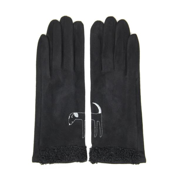 Wholesale 2390/T - Touch Screen Smart Gloves LOG-177 Black Dog <br>Embroidered<br>Touch Screen Gloves MB - One Size Fits Most