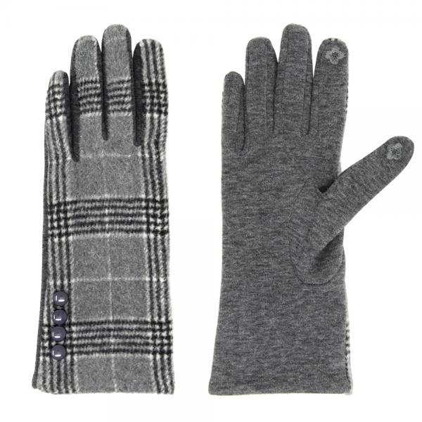2390 - Touch Screen Smart Gloves LOG-098 Plaid Grey <br>Touch Screen Gloves  - 