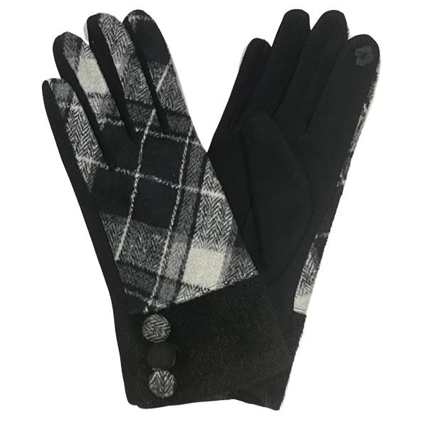 2390 - Touch Screen Smart Gloves LOG-115 Plaid Black <br>Touch Screen Gloves  - 