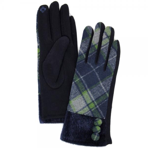 2390 - Touch Screen Smart Gloves LOG-115 Plaid Olive <br>Touch Screen Gloves  - 