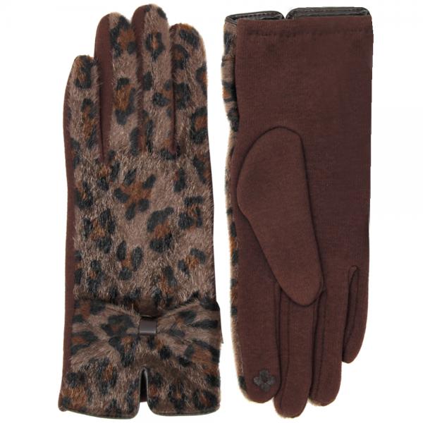 2390 - Touch Screen Smart Gloves LOG-123 Leopard Brown <br>Touch Screen Gloves  - One Size Fits Most