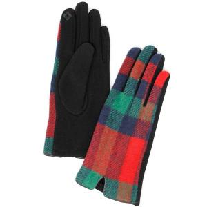 Wholesale 2390 - Touch Screen Smart Gloves LOG-126 Plaid Green <br>Touch Screen Gloves  - One Size Fits Most