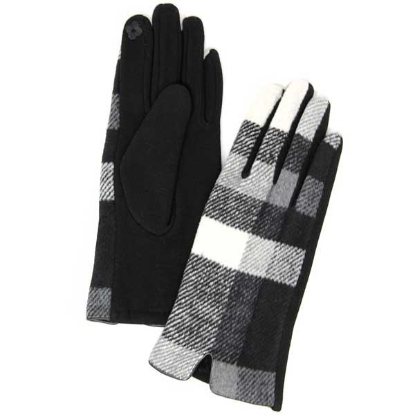 2390 - Touch Screen Smart Gloves LOG-126 Plaid Grey <br>Touch Screen Gloves  MB - One Size Fits Most