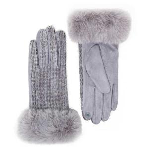 2390 - Touch Screen Smart Gloves Premium Gloves - Faux Fur/Chenille - Grey - One Size Fits Most