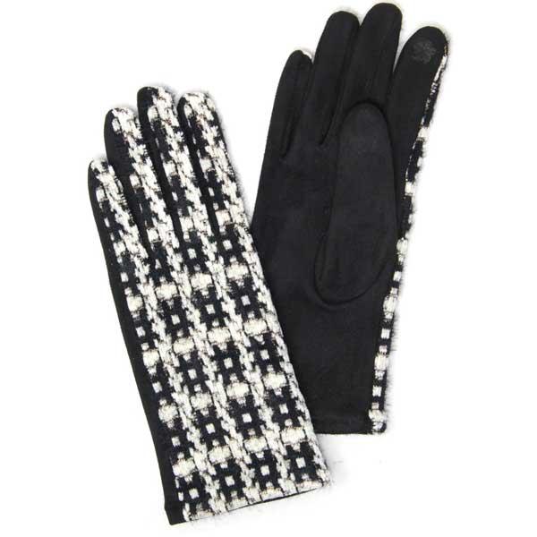 2390 - Touch Screen Smart Gloves LOG-189 Striped Boucle Black <br>Touch Screen Gloves  MB - 