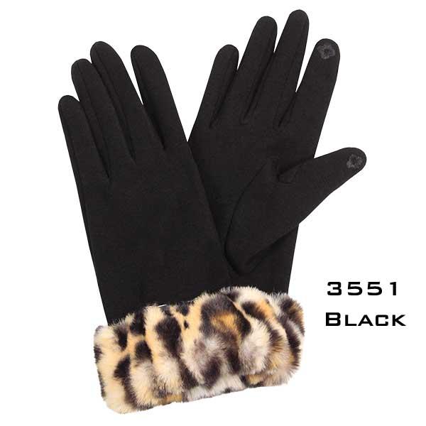 2390 - Touch Screen Smart Gloves 3551 - Black<br>
Leopard Fur Cuff  - 
