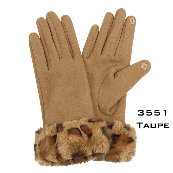 2390 - Touch Screen Smart Gloves 3551 - Taupe<br>
Leopard Fur Cuff  - 
