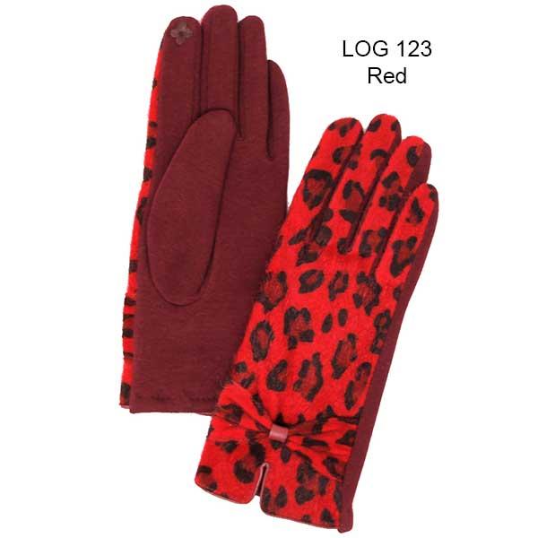 2390 - Touch Screen Smart Gloves LOG-123 Leopard Red - One Size Fits Most