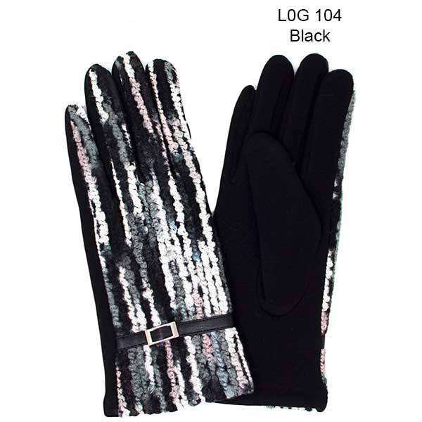 wholesale 2390 - Touch Screen Smart Gloves LOG-104 Black MB - One Size Fits Most