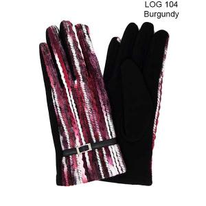 2390 - Touch Screen Smart Gloves LOG-104 Burgundy MB - One Size Fits Most