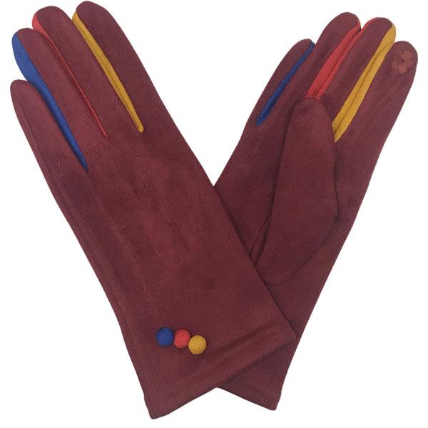 wholesale 2390 - Touch Screen Smart Gloves CFBU - Burgundy Multi
 - One Size Fits Most