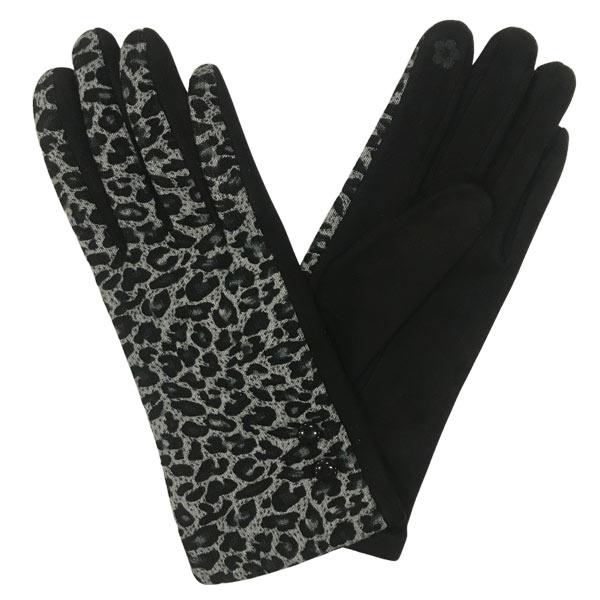2390 - Touch Screen Smart Gloves LE003 - Black Leopard  - One Size Fits Most