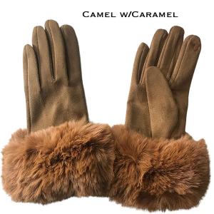 Wholesale  Premium Gloves - Faux Rabbit Fur - Camel-Caramel Fur - 