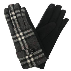 Wholesale 2390 - Touch Screen Smart Gloves SPLBK - Black/Grey Plaid
 - 
