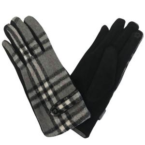 Wholesale 2390 - Touch Screen Smart Gloves SPLGE - Grey/Black Plaid
 - 