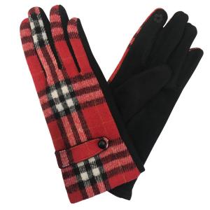 Wholesale 2390 - Touch Screen Smart Gloves SPLRD - Red Plaid
 - 