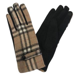 Wholesale 2390 - Touch Screen Smart Gloves SPLTN - Tan Plaid
 - 