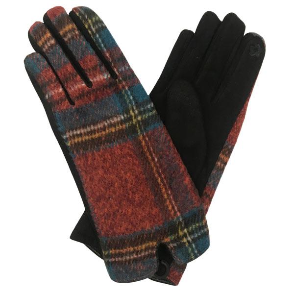 wholesale 2390 - Touch Screen Smart Gloves PLBU - Plaid - One Size Fits Most