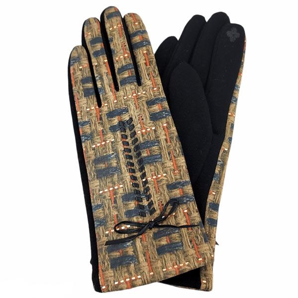 wholesale 2390 - Touch Screen Smart Gloves 3012BE - Beige Multi<br>
Stitch Pattern Gloves
 - One Size Fits Most