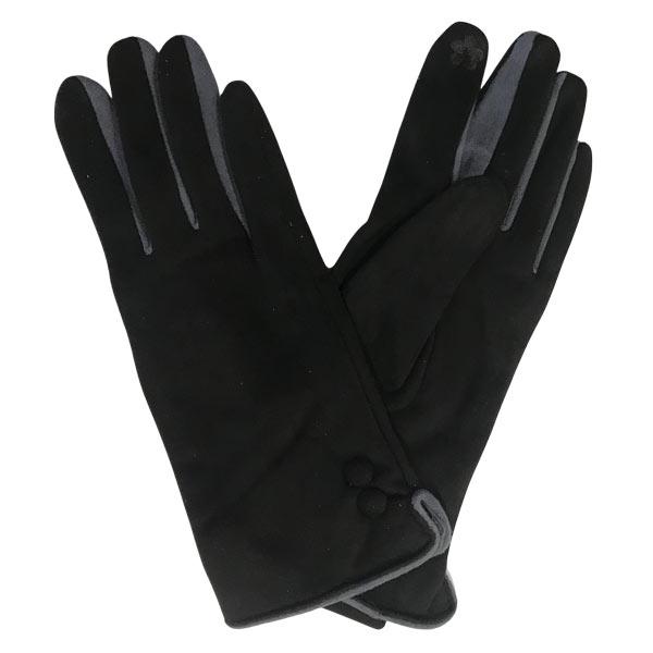 wholesale 2390 - Touch Screen Smart Gloves SB - Black<br> 
Two Button/Two Tone Design - One Size Fits Most