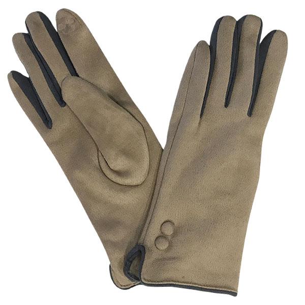 wholesale 2390 - Touch Screen Smart Gloves SB - Cream<br> 
Two Button/Two Tone Design - One Size Fits Most
