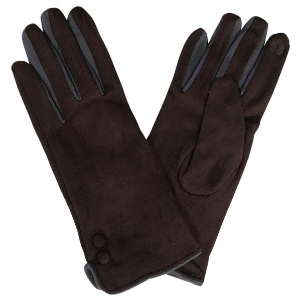 wholesale 2390 - Touch Screen Smart Gloves SB - Brown<br> 
Two Button/Two Tone Design - One Size Fits Most