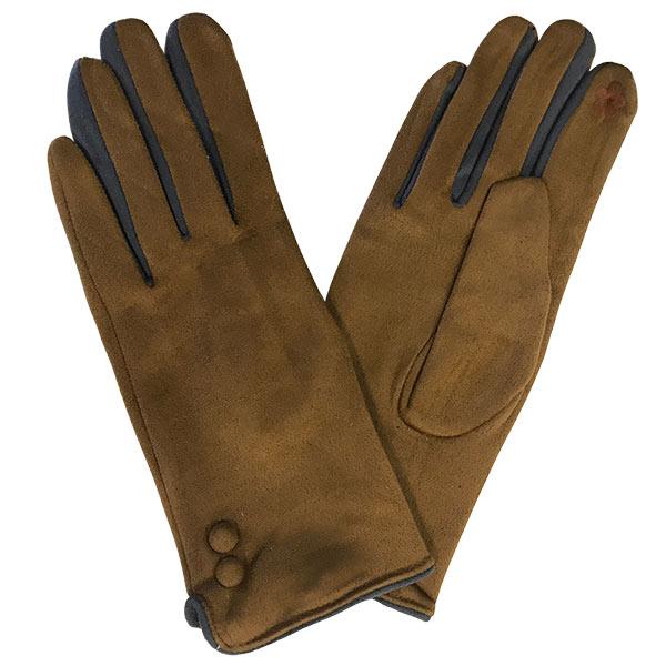 2390 - Touch Screen Smart Gloves SB - Camel<br> 
Two Button Design - 