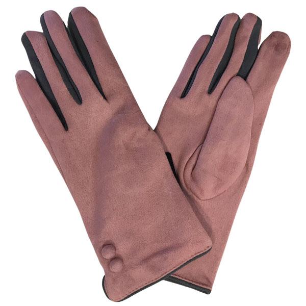 2390 - Touch Screen Smart Gloves SB - Dusty Pink<br> 
Two Button Design - 