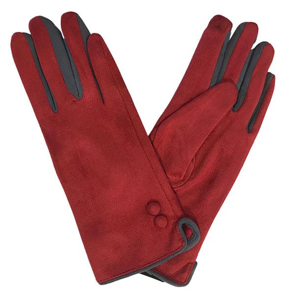 wholesale 2390 - Touch Screen Smart Gloves SB - Red<br> 
Two Button/Two Tone Design - One Size Fits Most