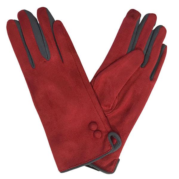 Wholesale 2390/T - Touch Screen Smart Gloves SB - Red<br> 
Two Button/Two Tone Design (MB) - One Size Fits Most